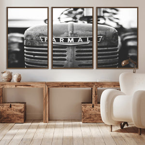 Vintage Farmall Tractor Wall Art Canvas Print, Rustic
