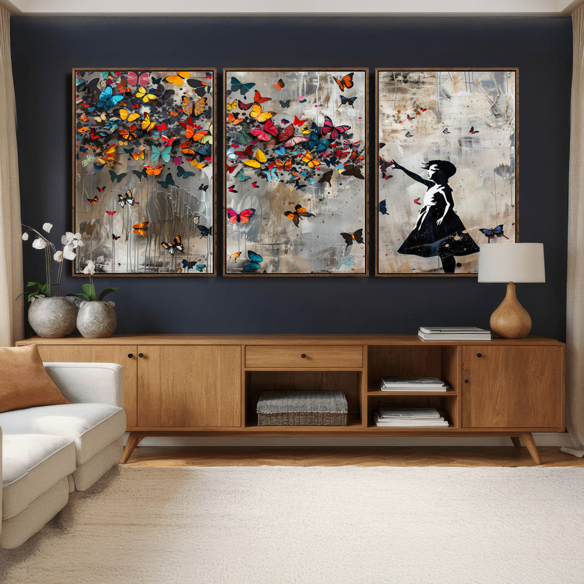 Banksy Wall Art - Banksy Girl and Butterfly Explosion Wall