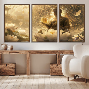 Golden Buddha Wall Art | Yoga Room Decor and Meditation Room