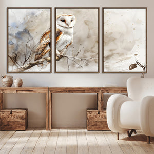 Barn Owl Wall Art | Watercolor Canvas Print | Perfect for