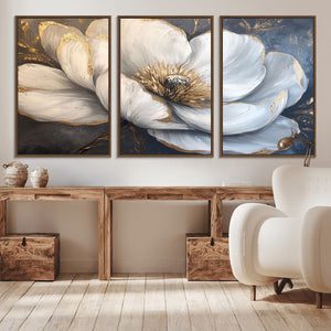 White Magnolia Flower Wall Art Canvas Print | Abstract