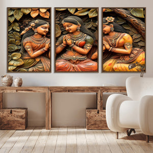 Indian Woman Statue Wall Art Canvas Print