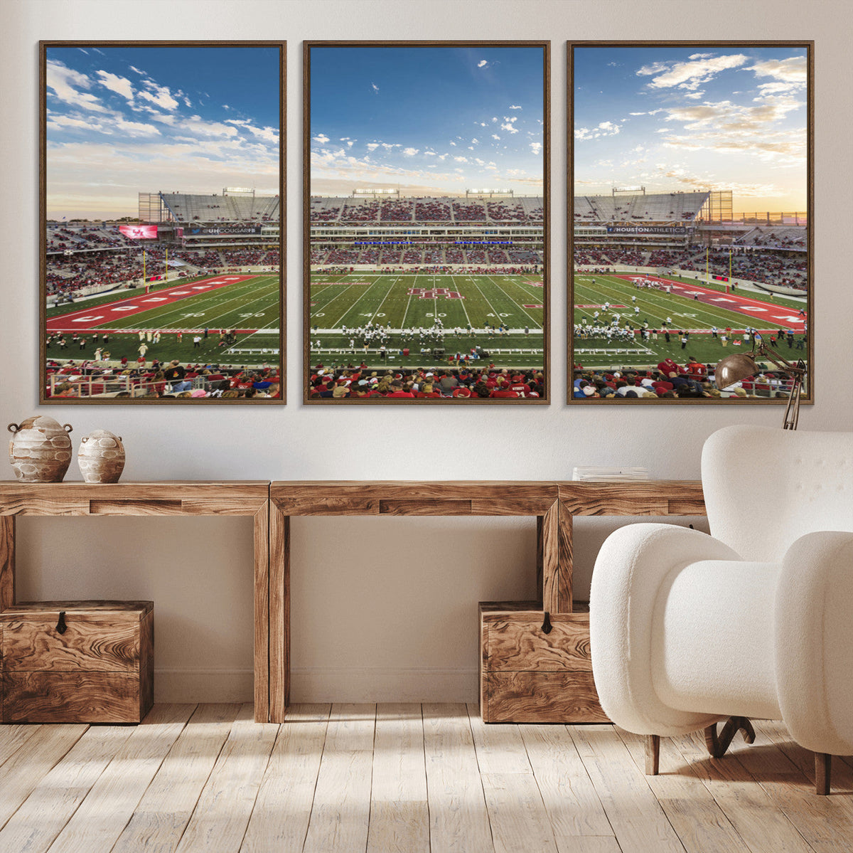 Framed Houston Cougars Football Team Print - Houston TDECU