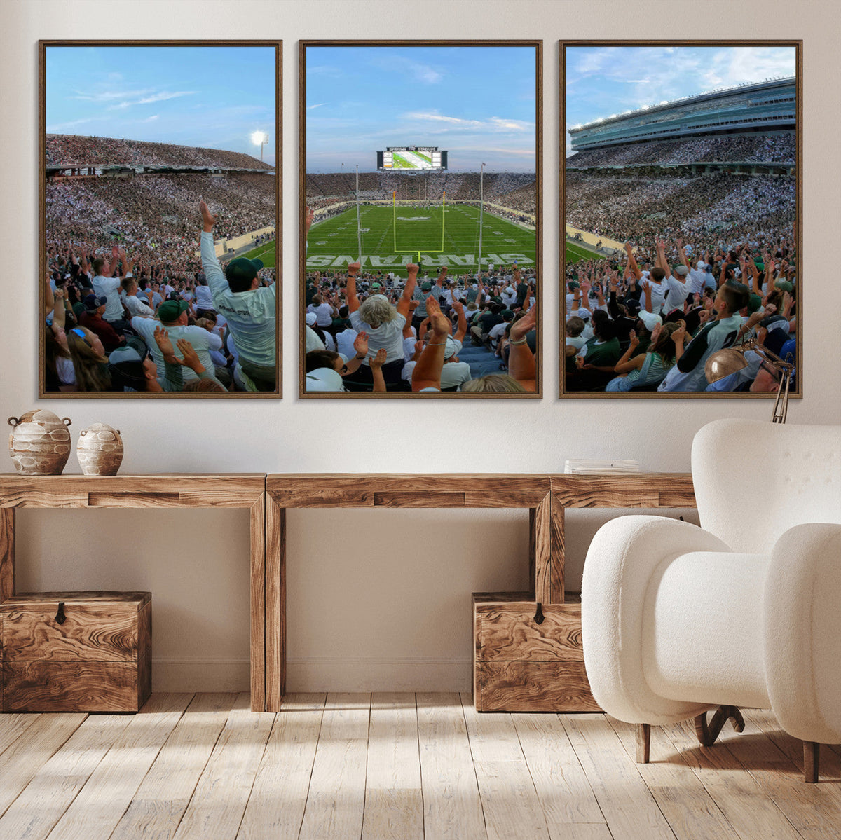 Michigan State Spartans Football Team Art Print - East
