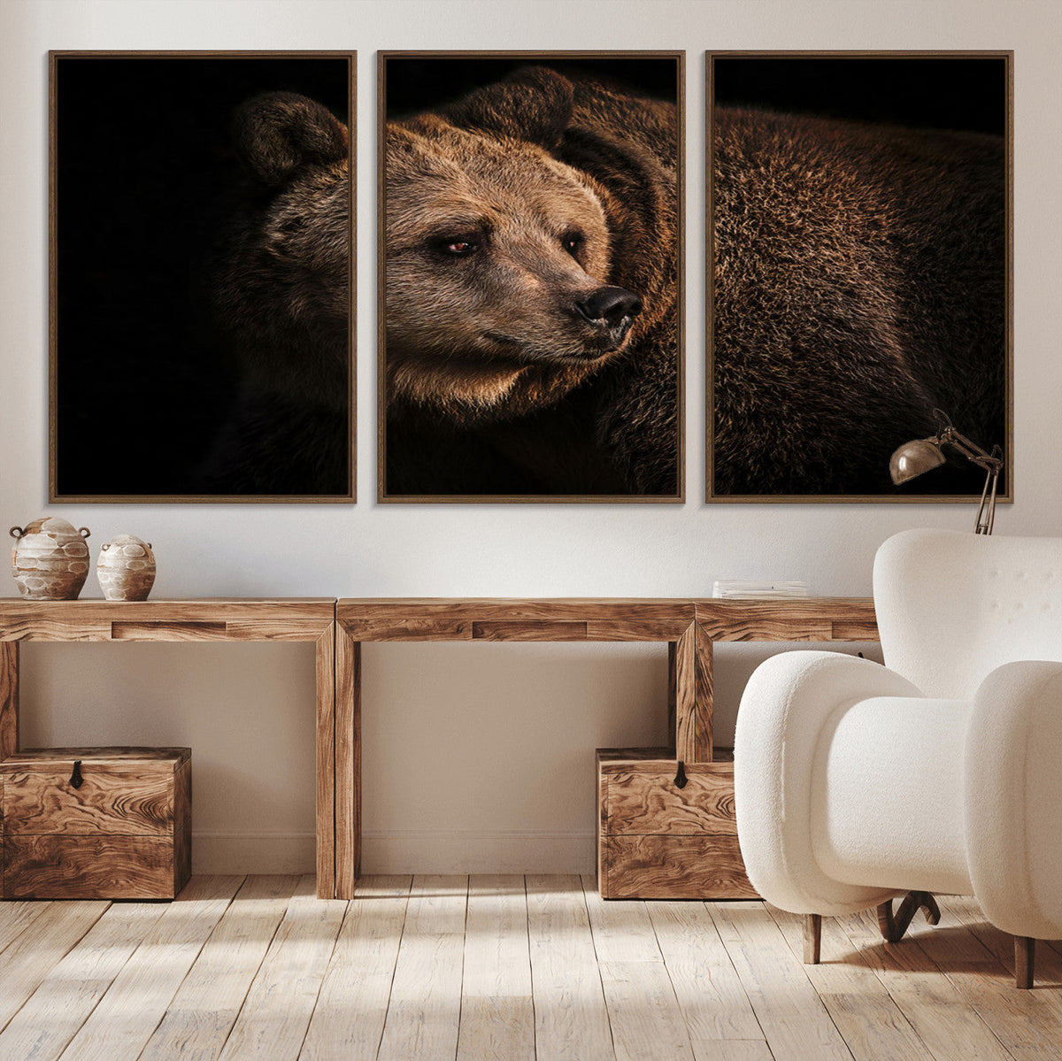 Wild Grizzly 399 Bear Canvas Wall Art Print, Bear Animal
