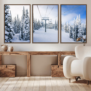 Winter Ski Lift Wall Art Print - Landscape Wall Art | Snowy