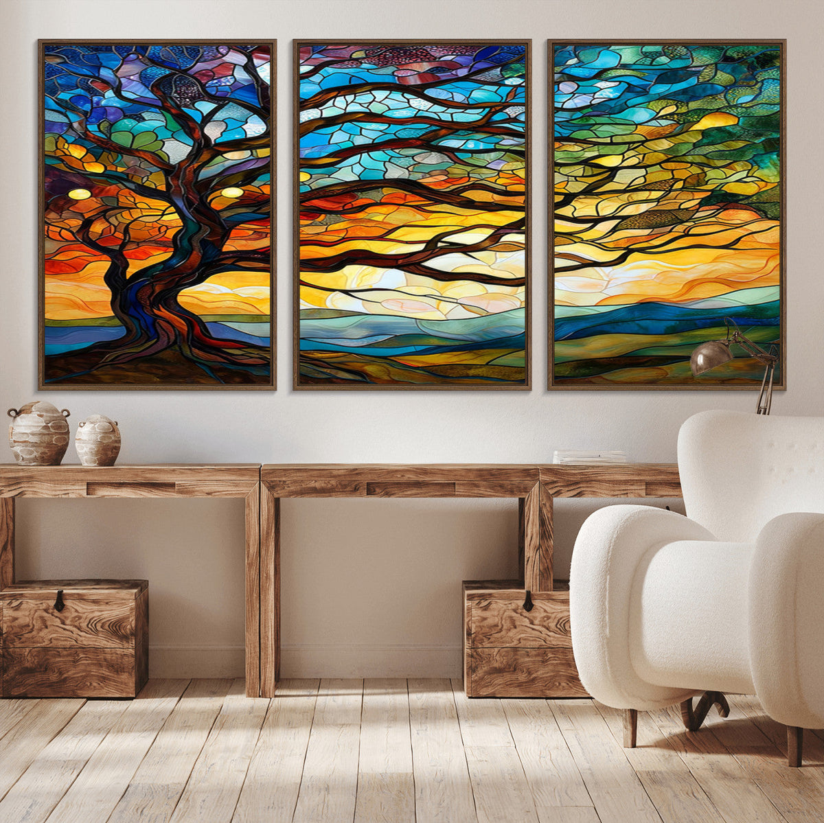 Mosaic Tree Wall Art | Ready to Hang Stained Glass Style