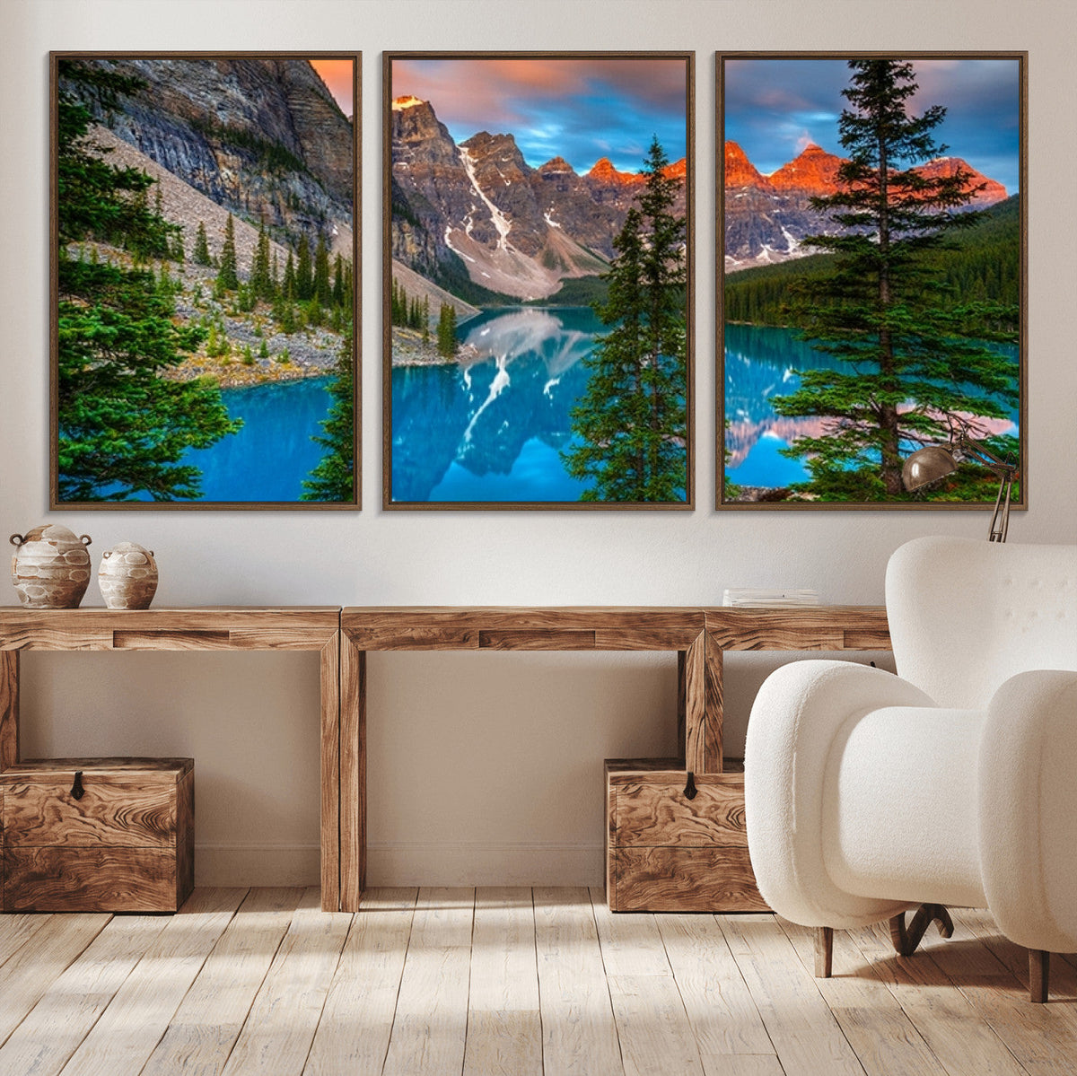 Canadian Rockies Moraine Lake Wall Art Canvas Print, Pine