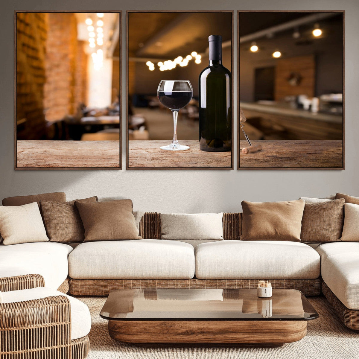 Wine and Bottle Wall Art Canvas Print