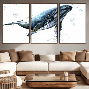 Watercolor Whale Wall Art Canvas Print
