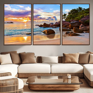 Tropical Island Beach Sunset Canvas Print