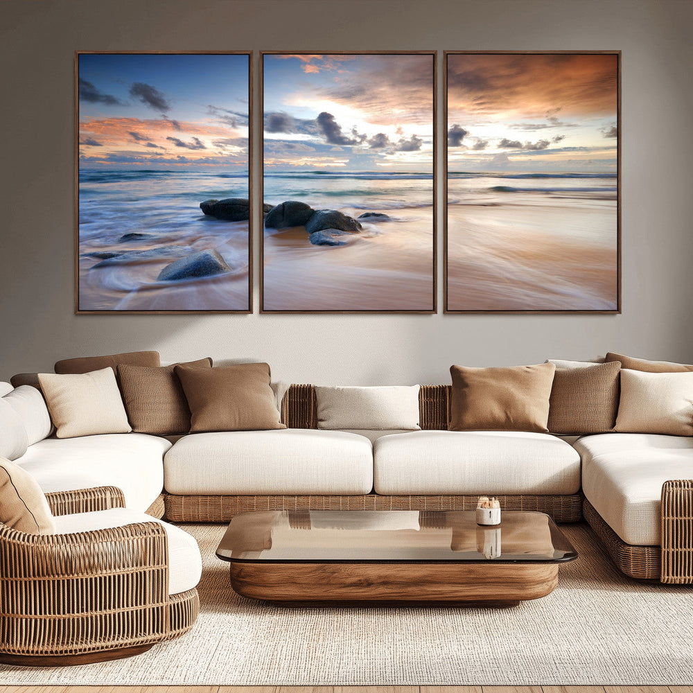 Serene Weather On The Beach Wall Art Canvas Print