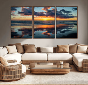 Beach Sunset Print - Stunning Ocean Canvas Artwork with