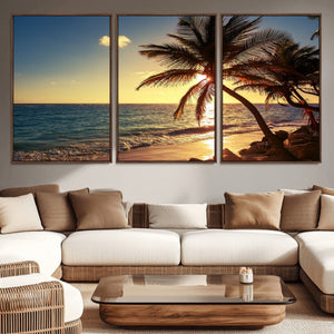 Sunset Palm Trees Wall Art Canvas Print
