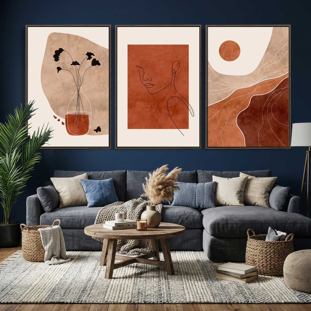 Boho Sunset Mountain Canvas Print, Modern Boho Sunset