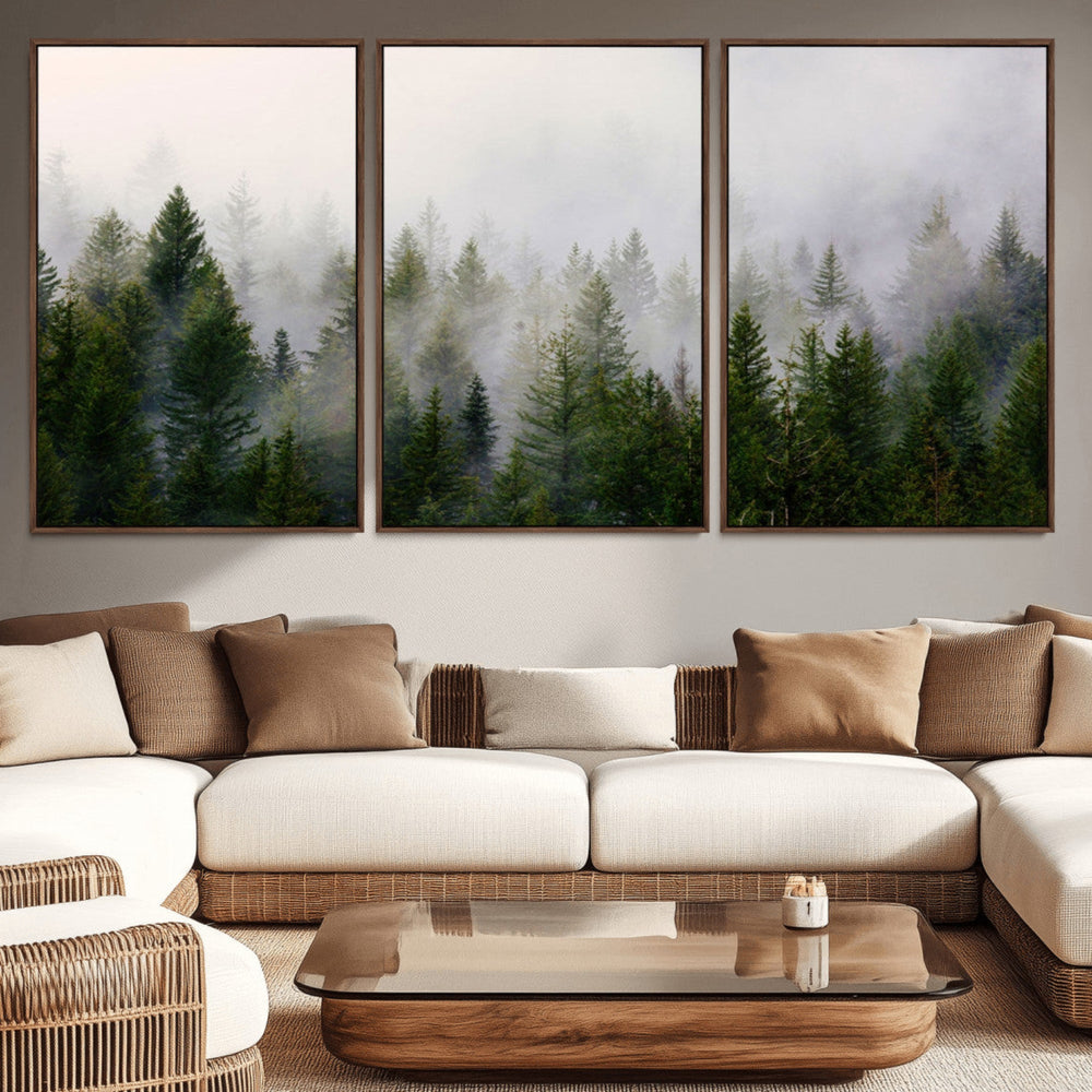 Forest Wall Art Canvas Print | Foggy Forest Wall Art | Pine