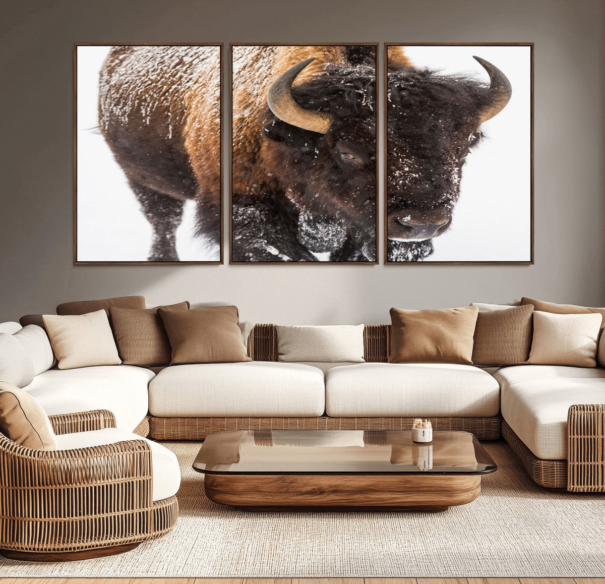 Bison Wall Art Canvas Print For Farmhouse, Wild Animal Wall