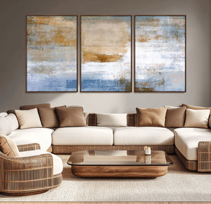 Blue Multi Panel Abstract Wall Art Canvas, Abstract Blue and