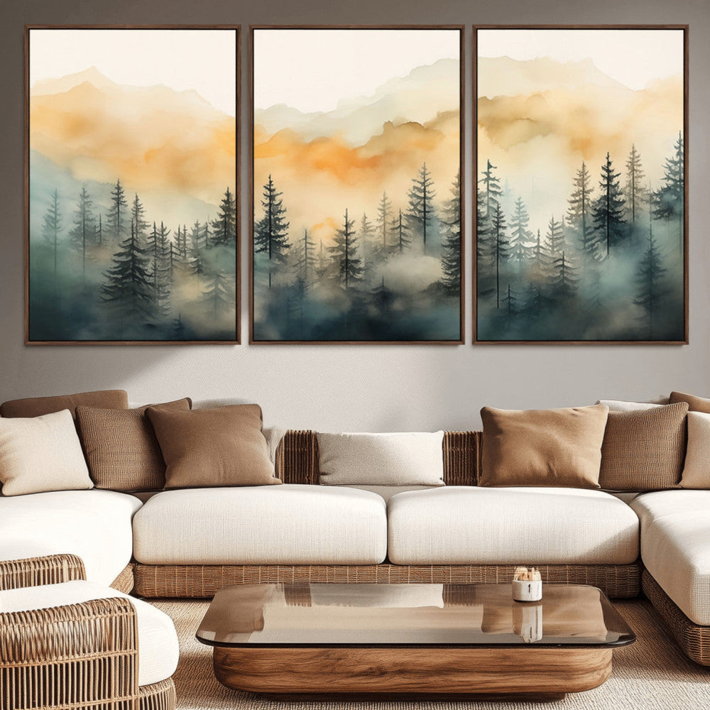 Abstract Forest Print - Mountain Wall Art | Autumn Landscape