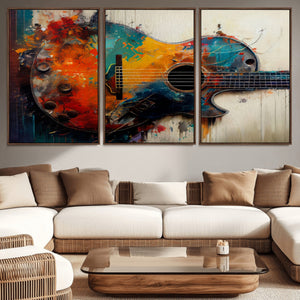 Abstract Guitar Wall Art Canvas | Vibrant Music-Inspired Art