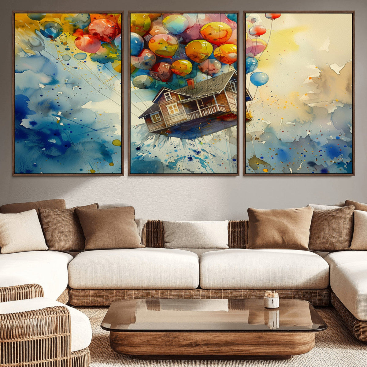 UP-Inspired Floating House with Balloons Canvas Art –