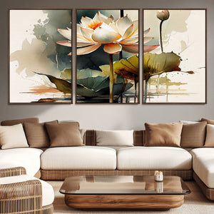 Lotus Flower Watercolor Canvas Print – A Symbol of Serenity
