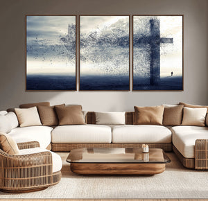 Jesus and the Fading Cross Wall Art Print – Symbol of Faith,
