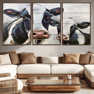 Vintage Baby and Mom Cattle Wall Art Canvas Print