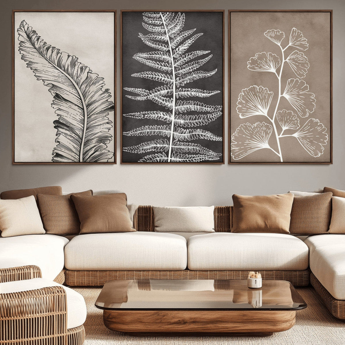Minimalist Botanical Wall Art Canvas Print, Framed and Ready