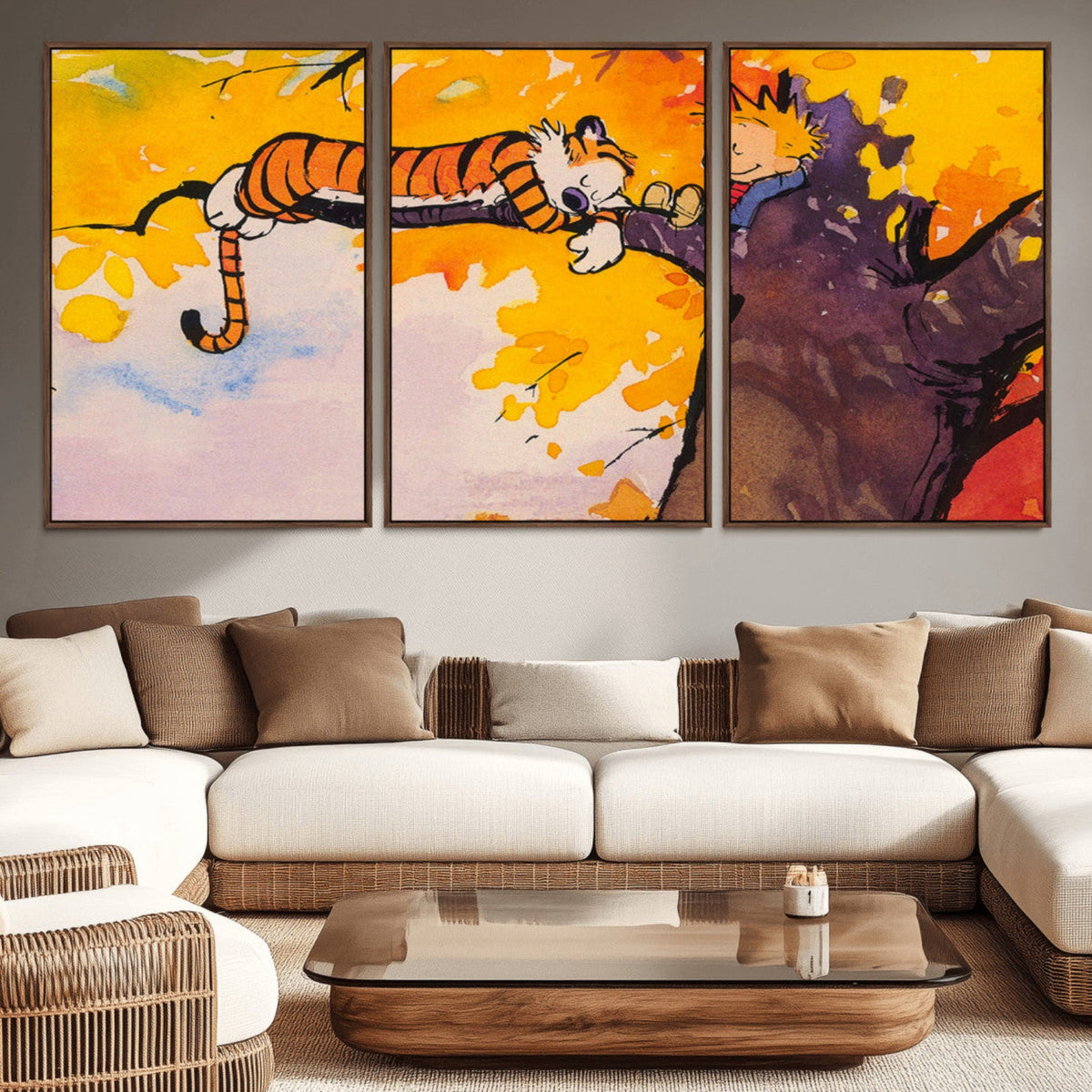 Calvin and Hobbes Tree Scene Canvas Print | 3 Panel Large