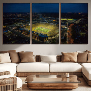 Michigan Stadium Night Game Wall Art – Sports Arena Aerial