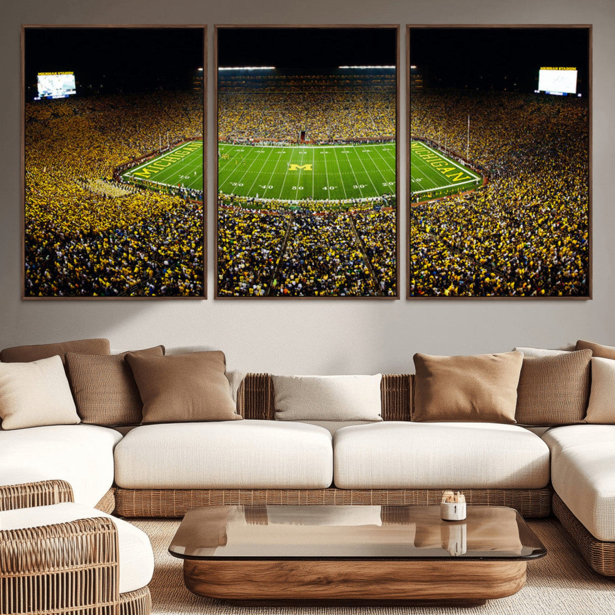 Stadium in Michigan Wall Art Canvas Print, Framed American