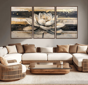 Lotus Flower Wall Art – Framed Abstract Floral Canvas