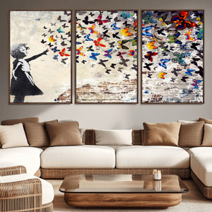 Banksy Graffiti Wall Art Canvas Print: Girl Releasing