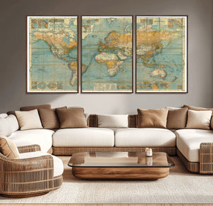 Push Pin World Map Canvas Print – Travel Tracker Wall Art