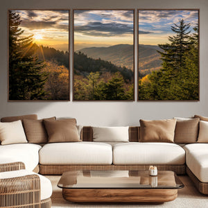 Sunrise Over the Smoky Mountains Canvas Wall Art –