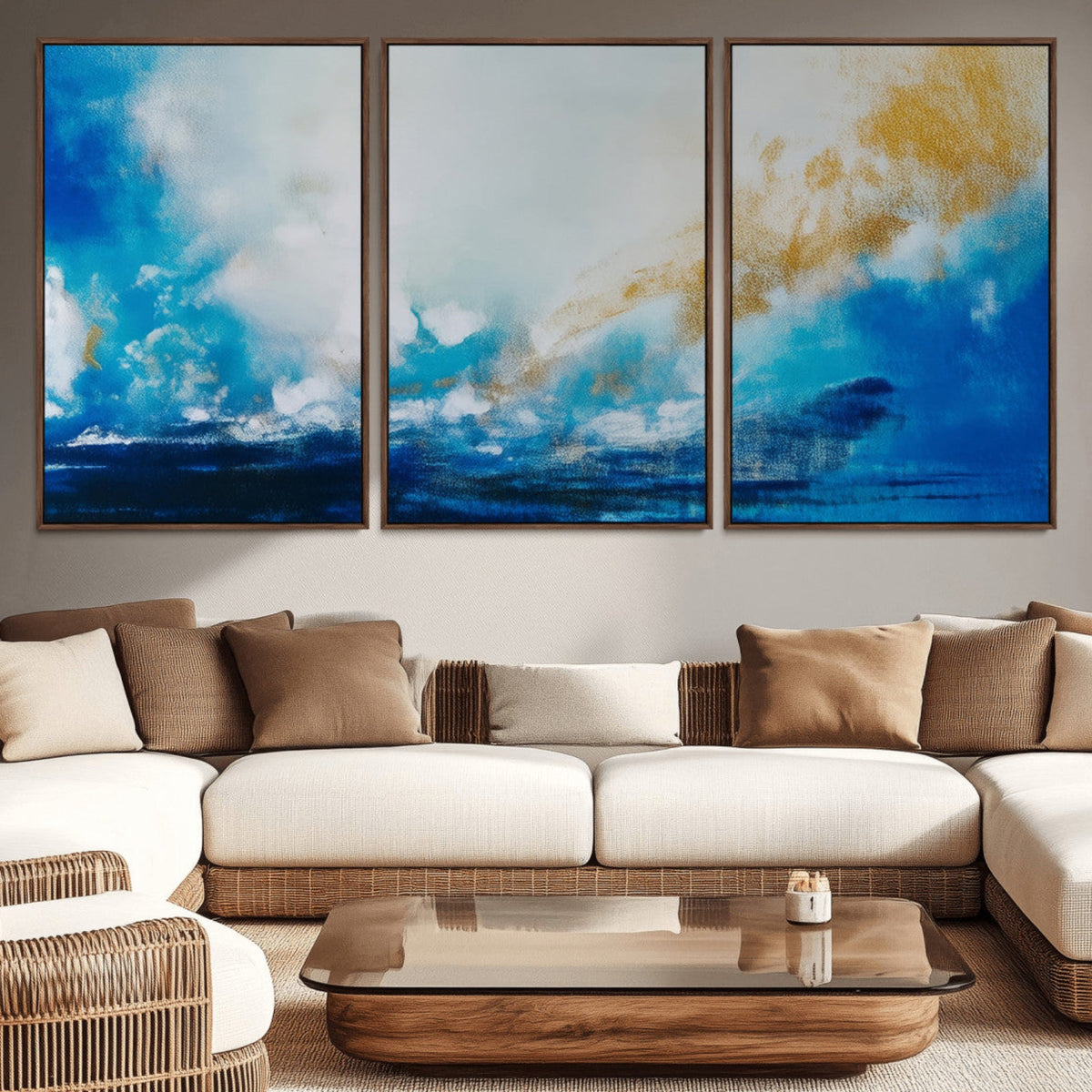 Blue Abstract Print - Dynamic Ocean-Inspired Canvas Wall Art