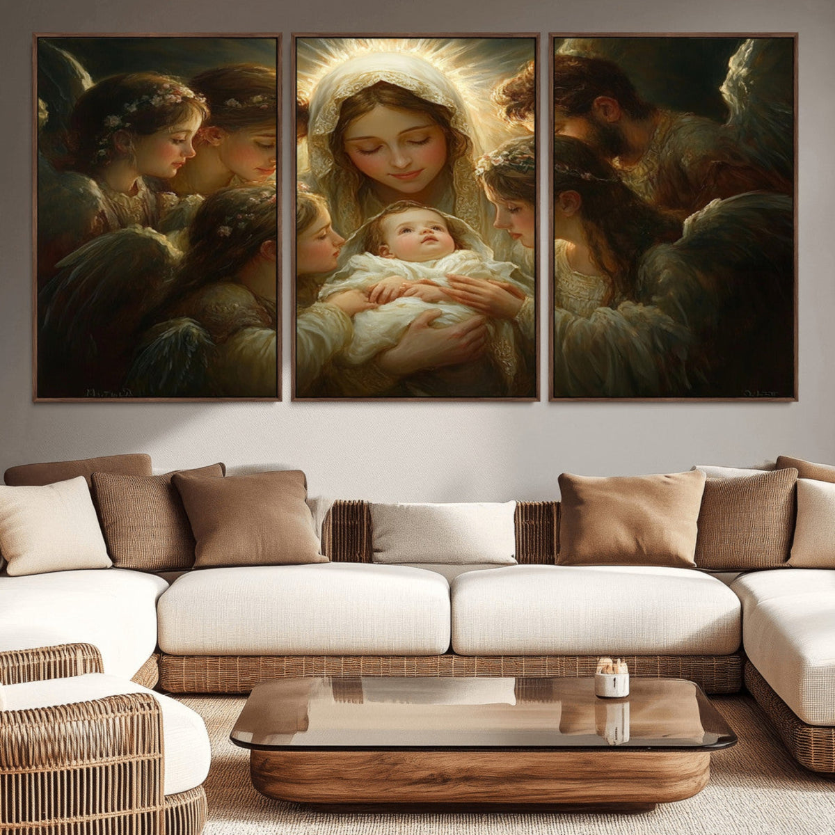 Mary Jesus Canvas Wall Art Print - Madonna and Child with