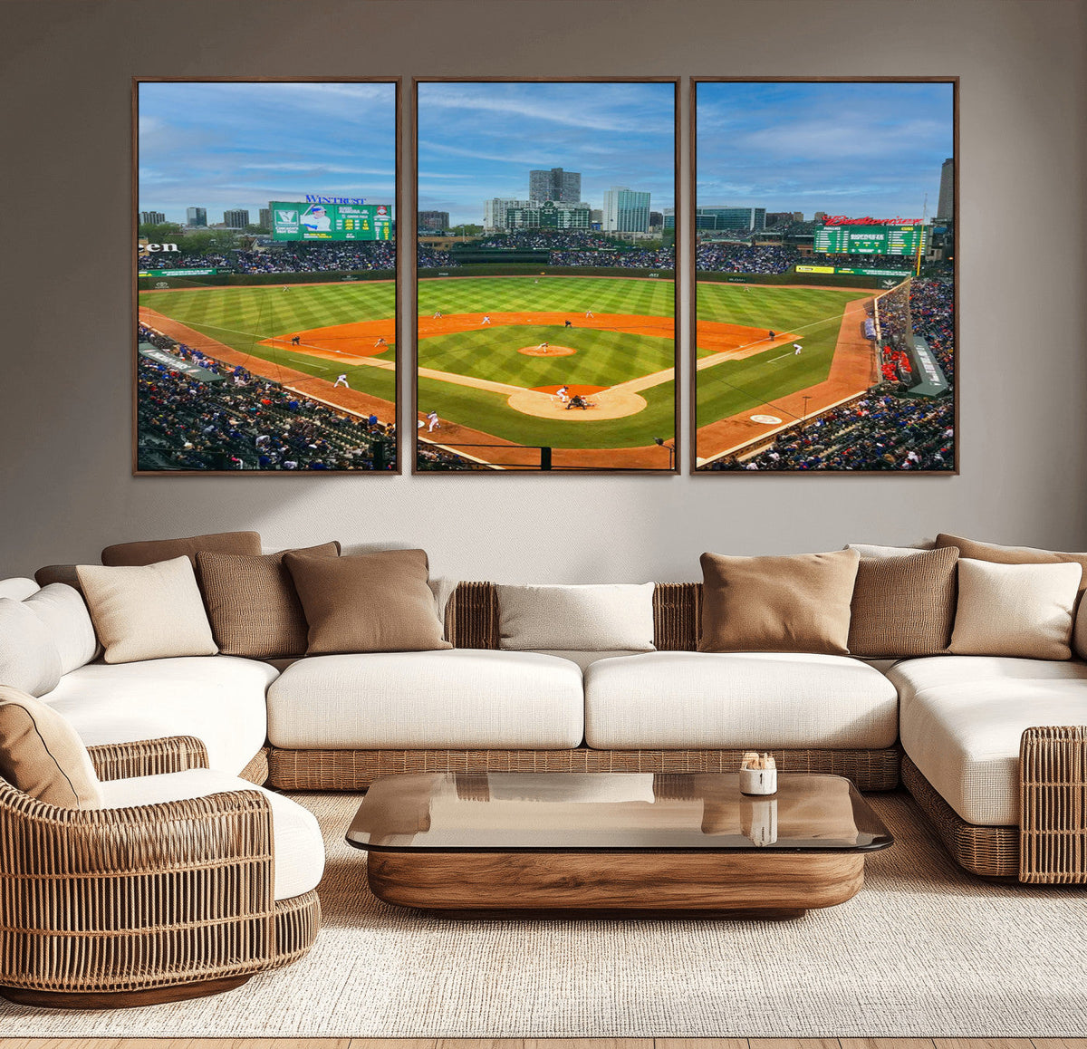 Wrigley Field Chicago Cubs Panoramic Canvas Print –
