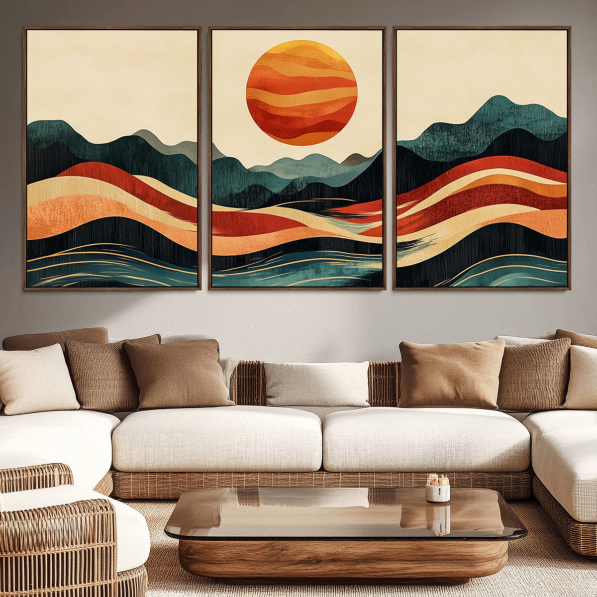Mountain Triptych Wall Art Canvas Print – Western Nature