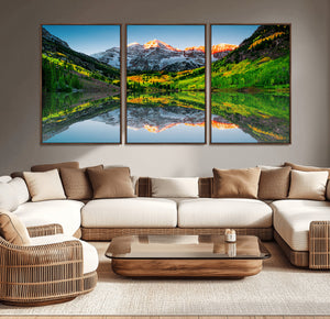 Maroon Bells Lake Wall Art Canvas Print – Framed Majestic