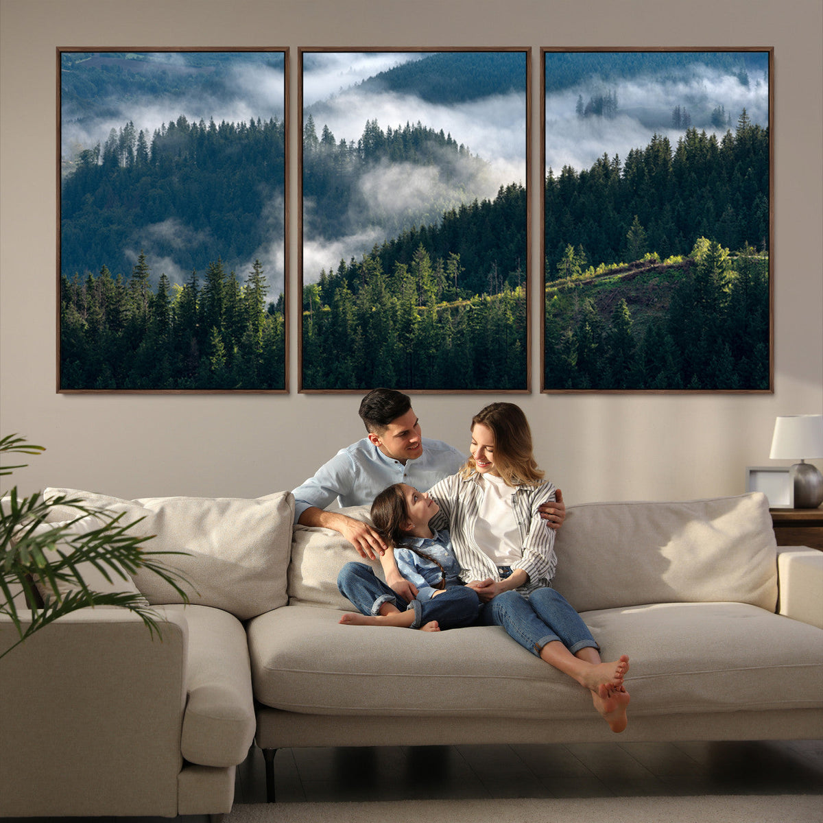Misty Forest Wall Art Canvas Print – Pine Hills Foggy Trees