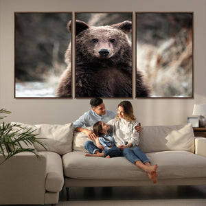 Brown Bear Wall Art Canvas Print – Framed Majestic Woodland