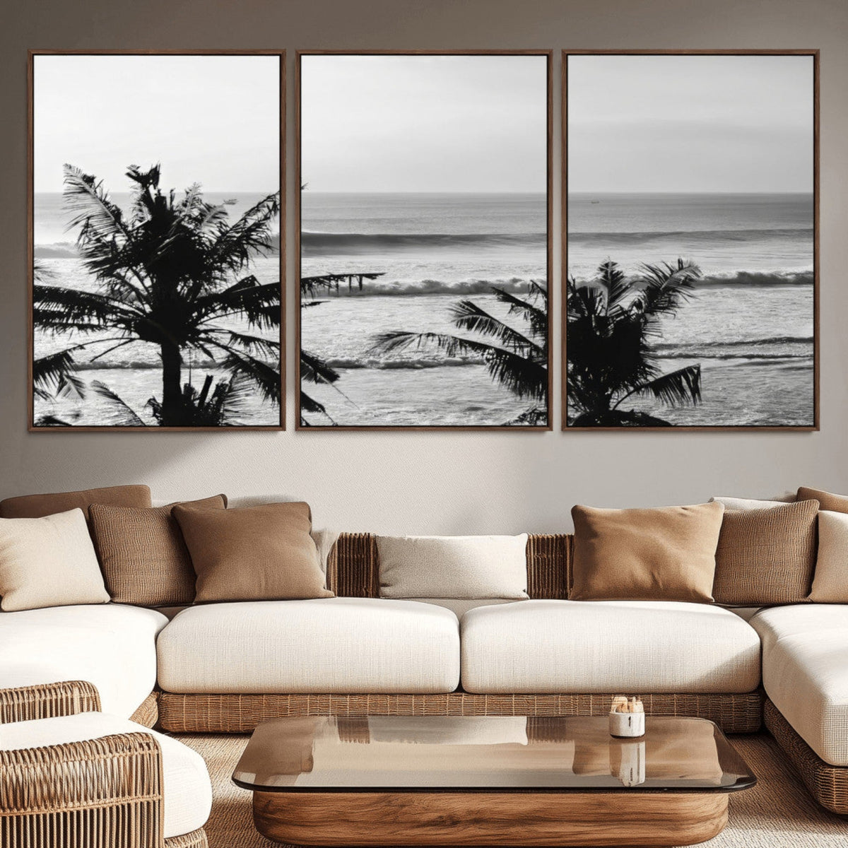 Tropical Coastline Wall Art Canvas Print – Framed Palm Trees