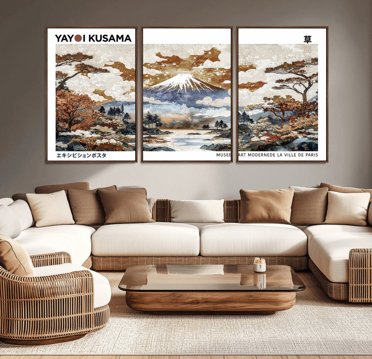 Modern Japanese Wall Art Canvas Print – Framed Abstract