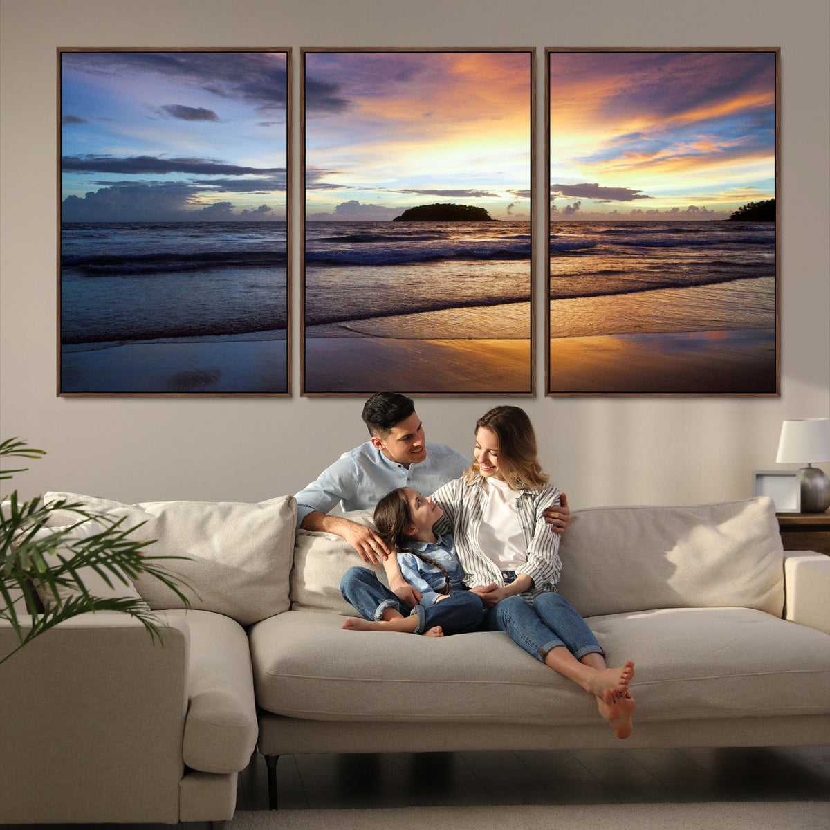 Beach Sunset Wall Art Canvas Print – Tropical Ocean Waves