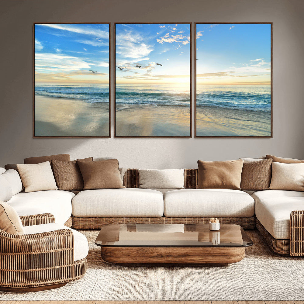 Minimalist Seaside Wall Art Canvas Print – Morning Glow