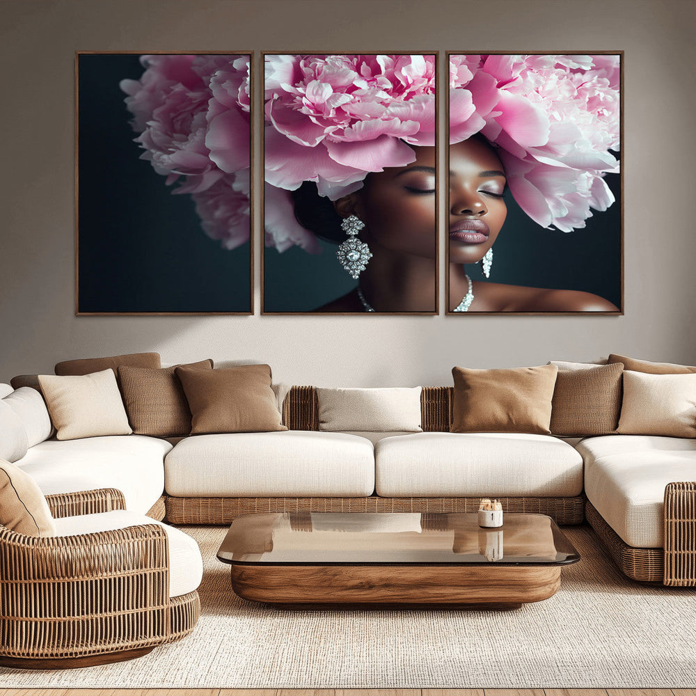 Black Beauty Petal Crown Wall Art Canvas Print – Floral