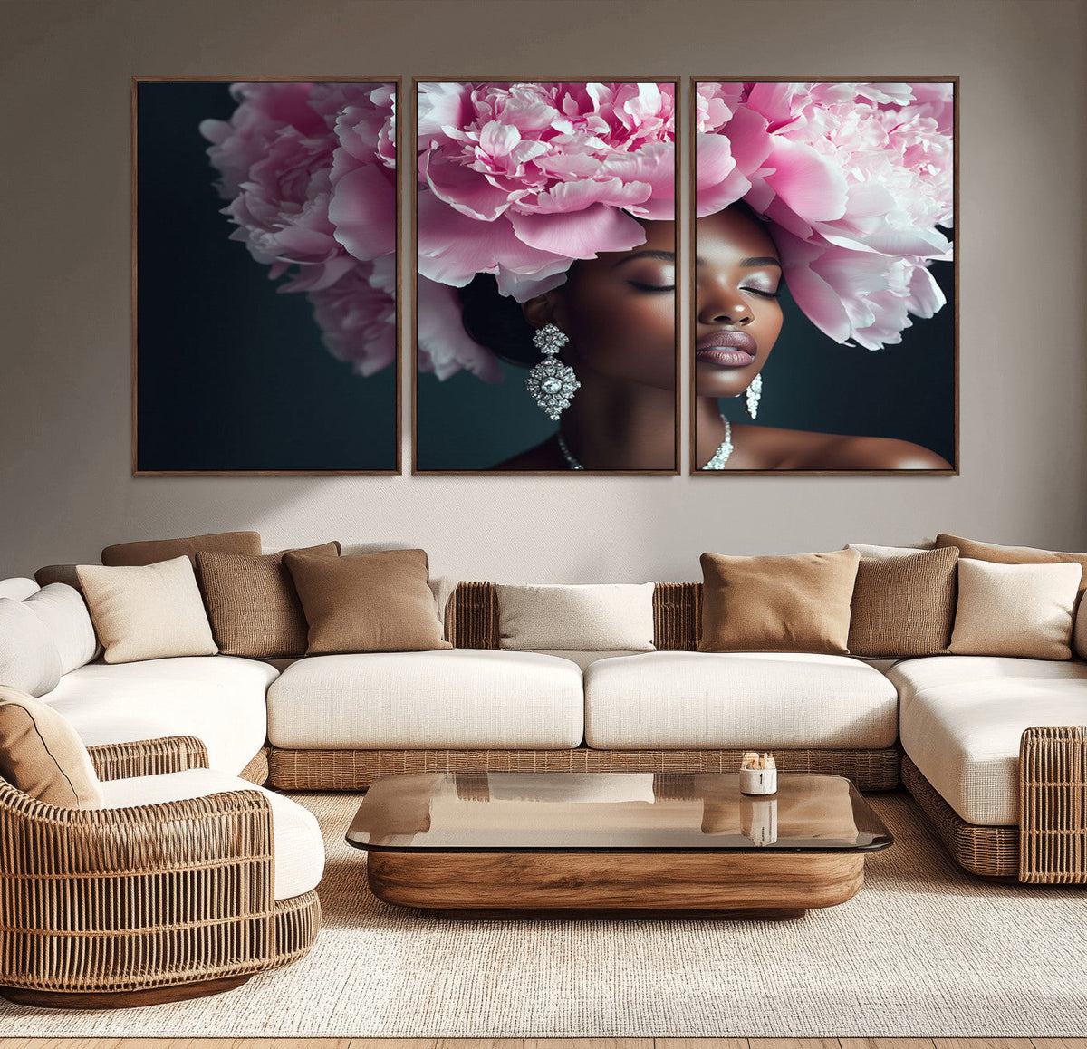 Black Beauty Petal Crown Wall Art Canvas Print – Floral