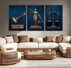 Lady Justice Wall Art Canvas Print – Elegant Gold Legal